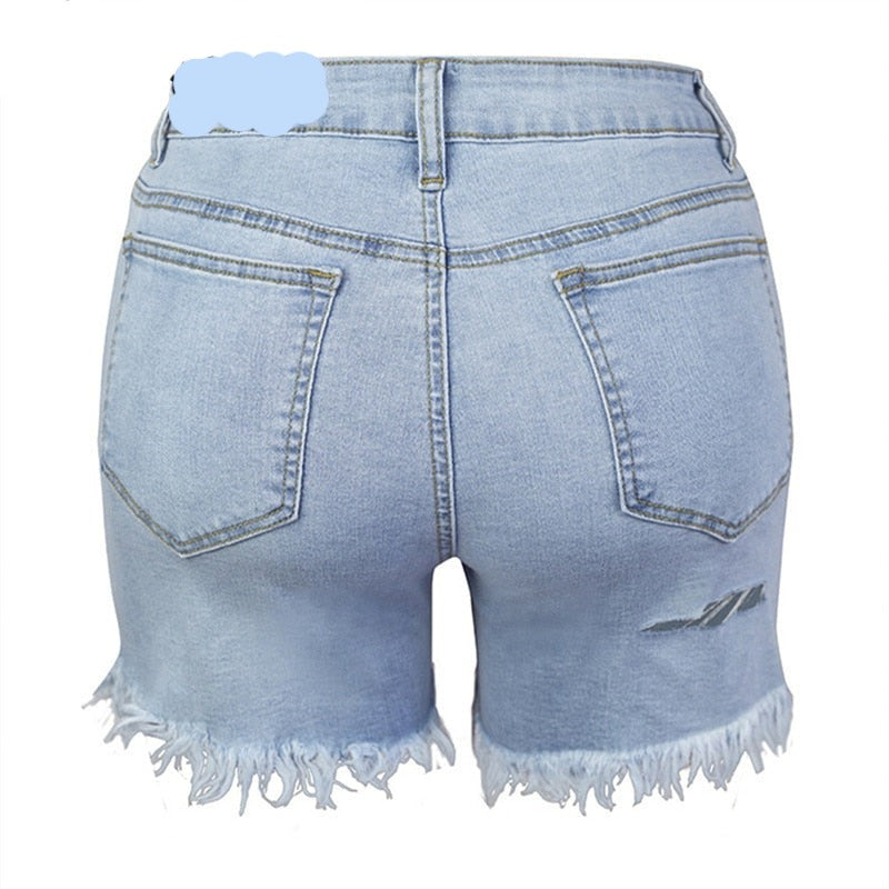 Short Jean stretch délavé & déchiré