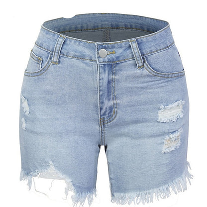 Short Jean stretch délavé & déchiré
