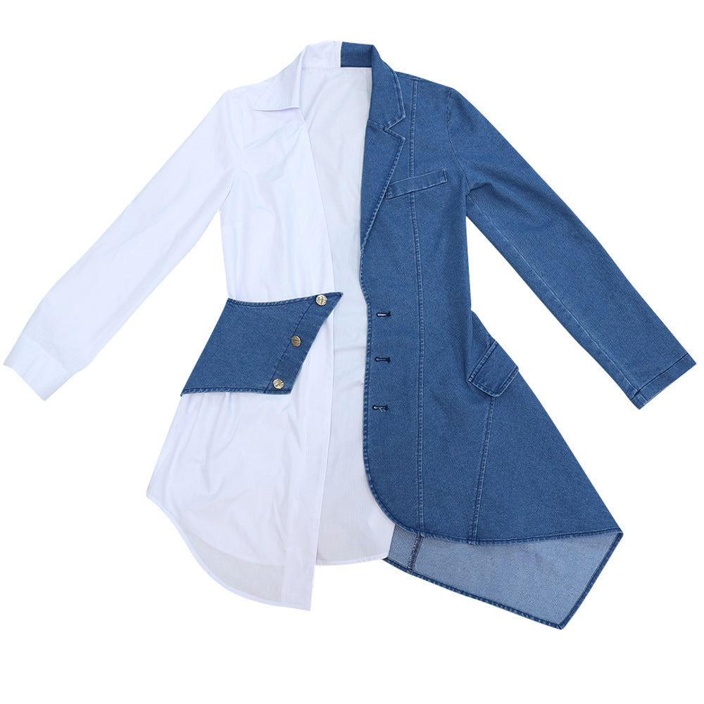 Robe en jeans assemblés manches longues