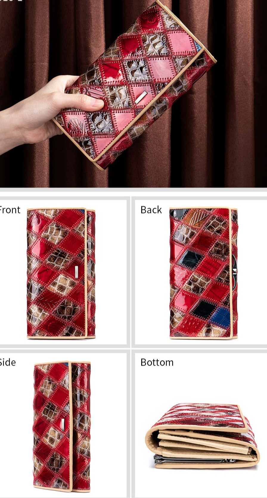 WESTAL – portefeuille Patchwork en cuir véritable