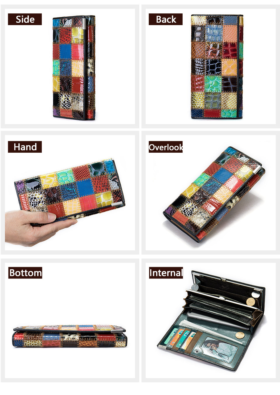 WESTAL – portefeuille Patchwork en cuir véritable