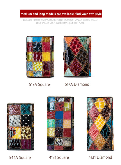 WESTAL – portefeuille Patchwork en cuir véritable