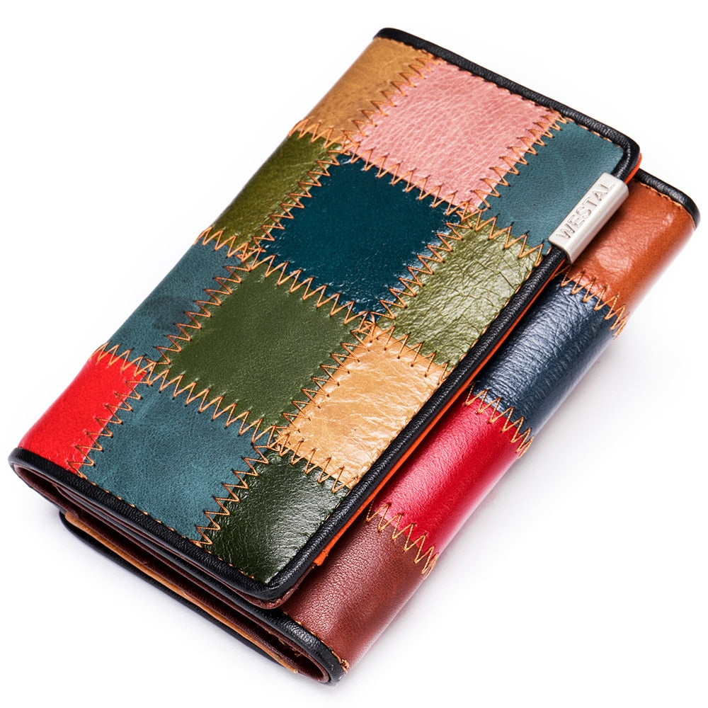 WESTAL – portefeuille Patchwork en cuir véritable