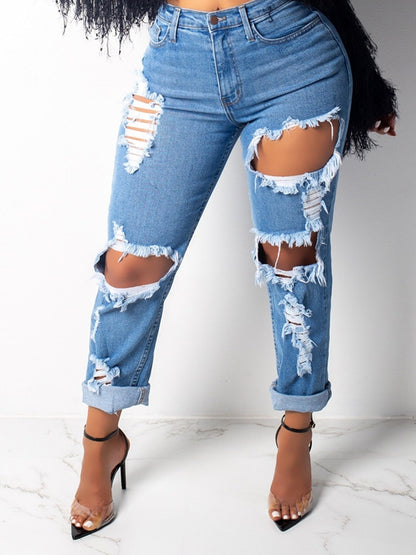 Pantalon Jeans vintage style déchiré