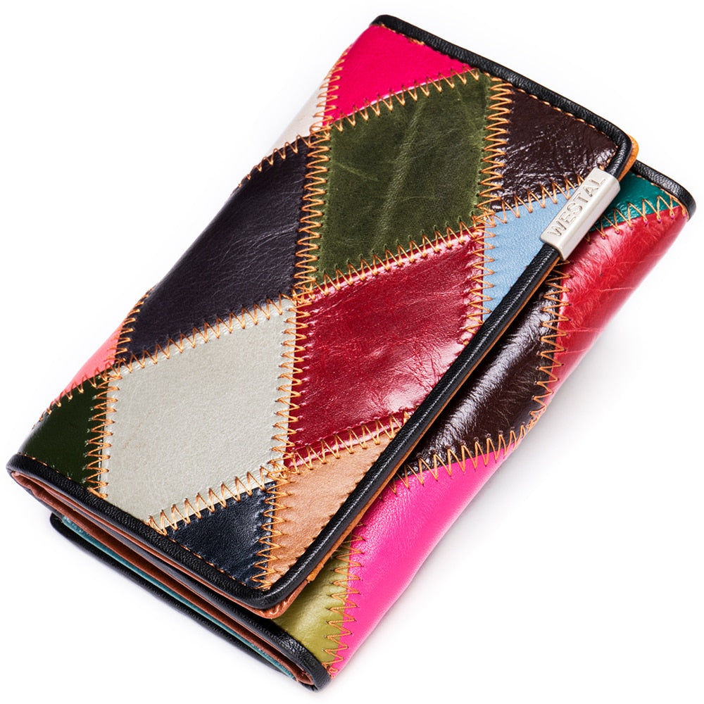 WESTAL – portefeuille Patchwork en cuir véritable