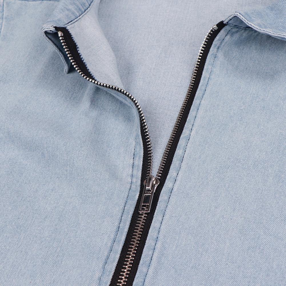 Robe jeans balançoire manche courte avec ceinture et fermeture éclair