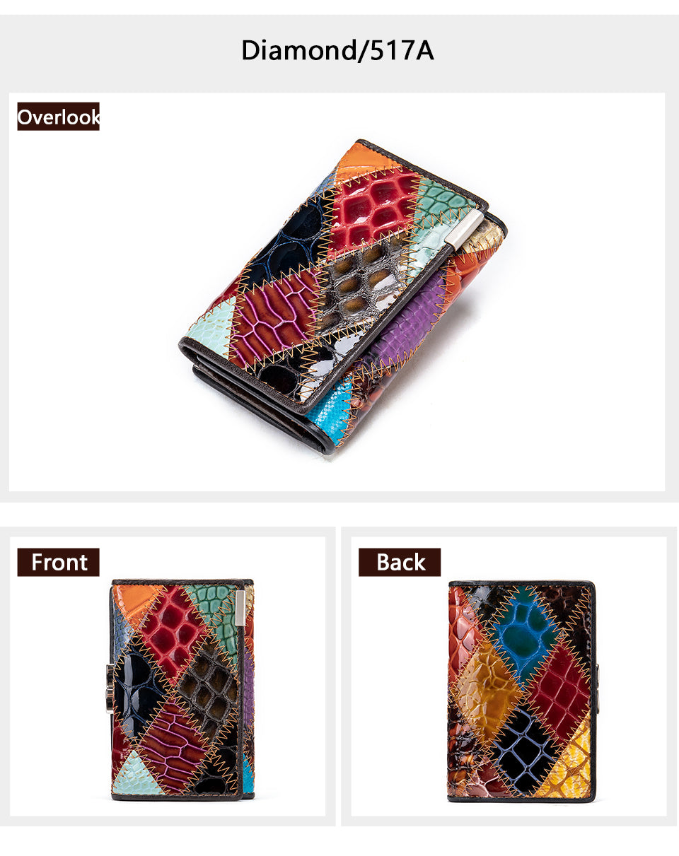 WESTAL – portefeuille Patchwork en cuir véritable