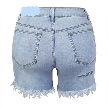 Short Jean stretch délavé & déchiré