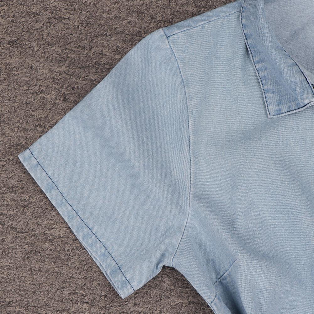 Robe jeans balançoire manche courte avec ceinture et fermeture éclair