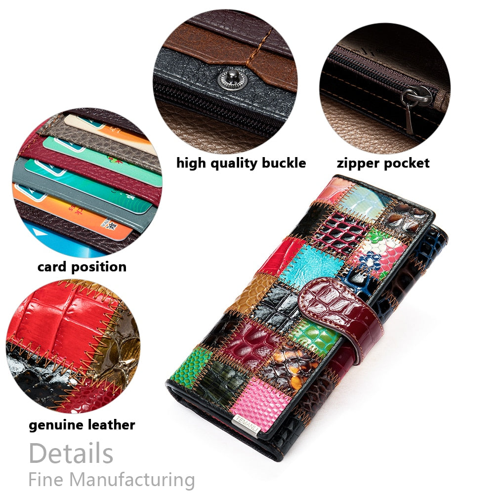 WESTAL – portefeuille Patchwork en cuir véritable