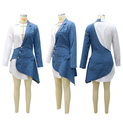 Robe en jeans assemblés manches longues