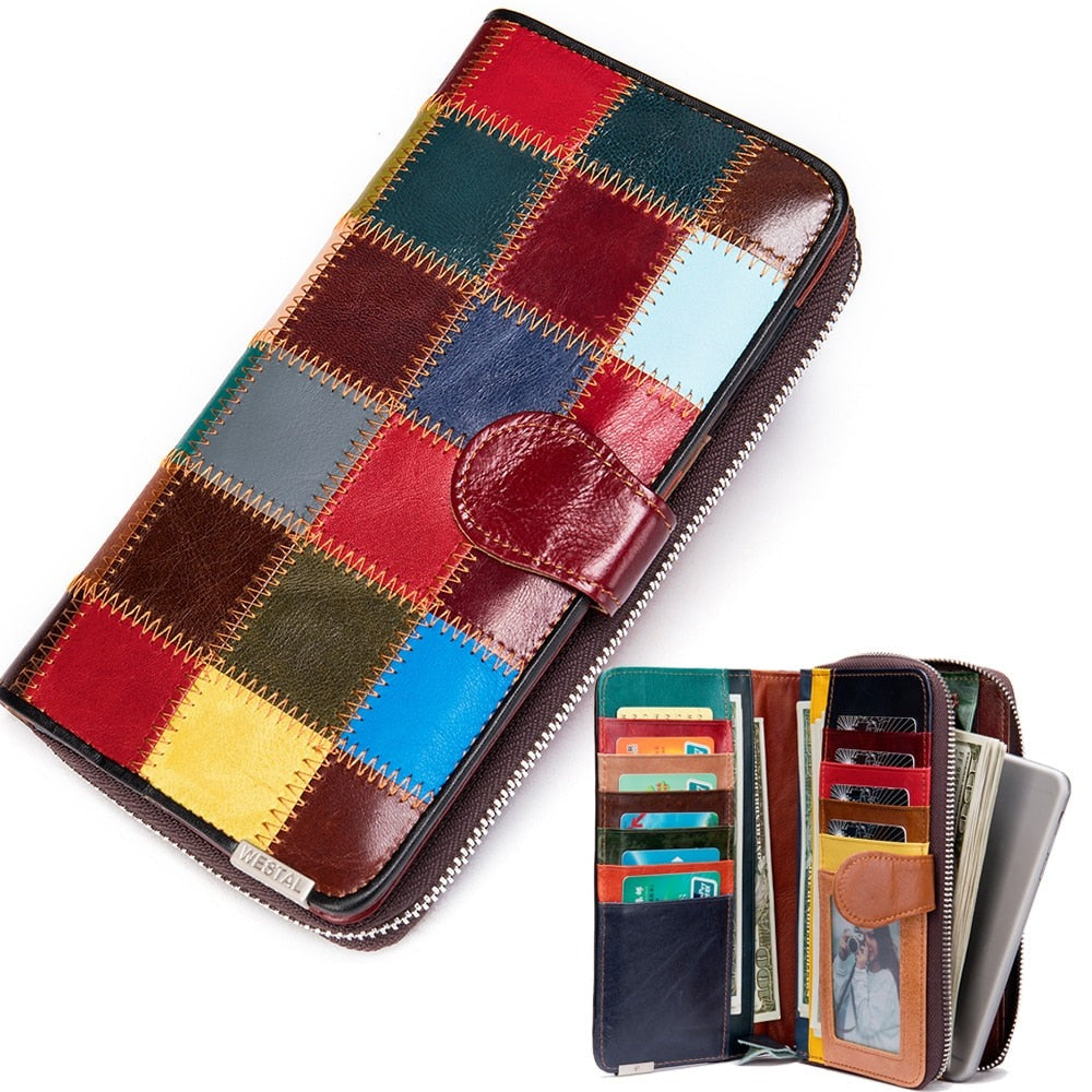 WESTAL – portefeuille Patchwork en cuir véritable