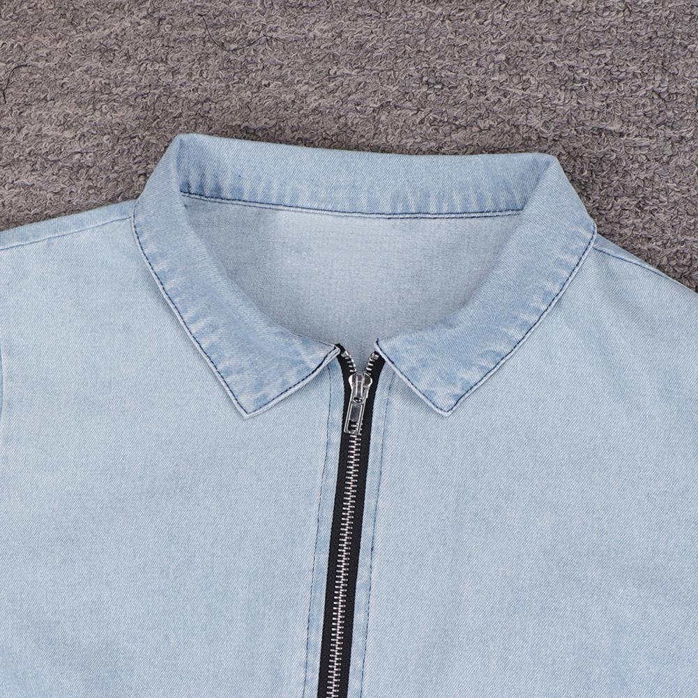 Robe jeans balançoire manche courte avec ceinture et fermeture éclair