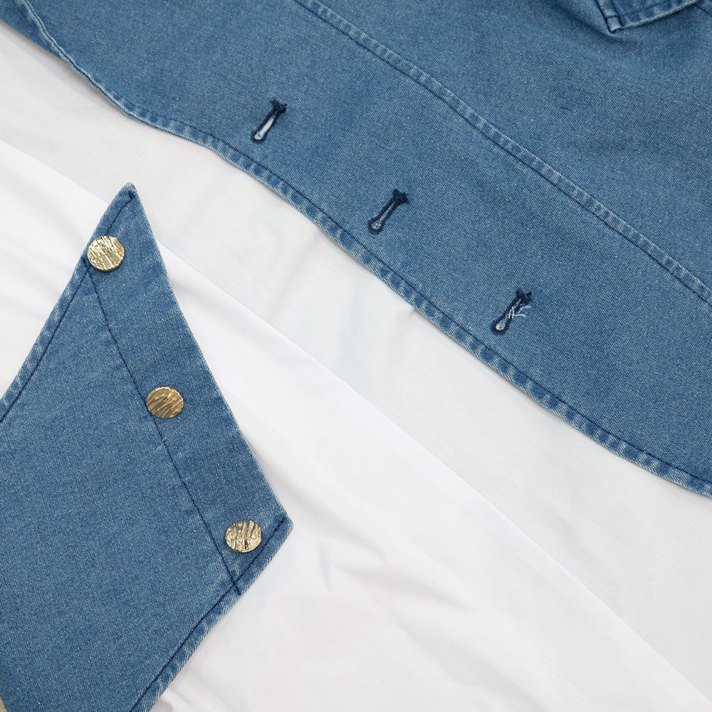 Robe en jeans assemblés manches longues