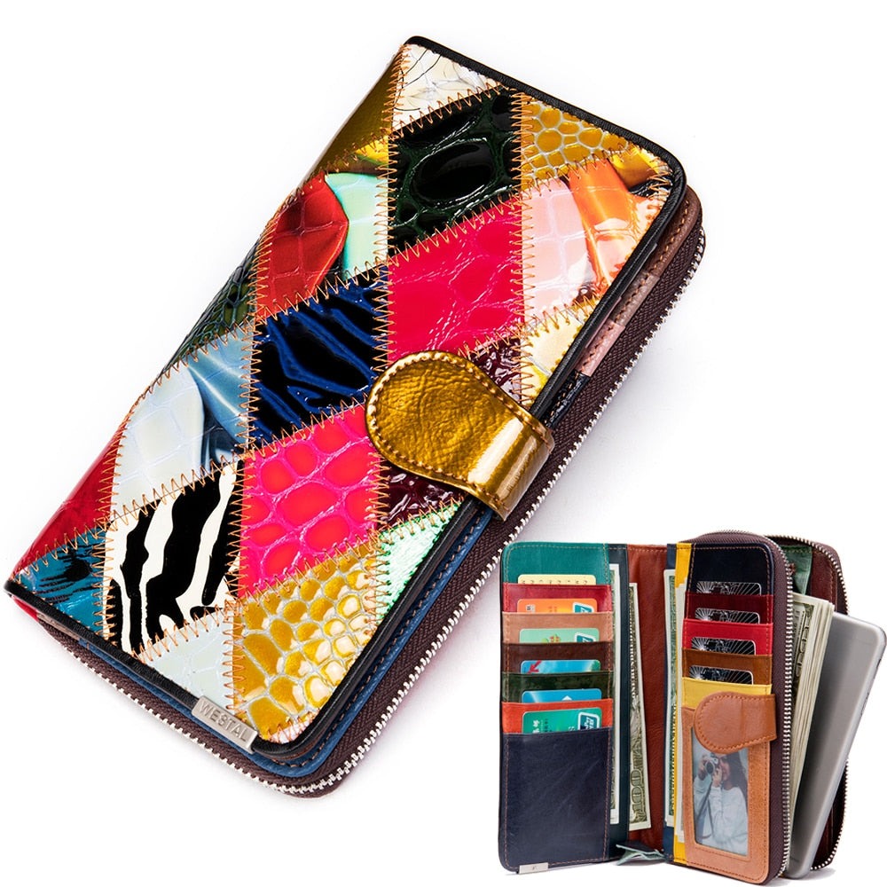 WESTAL – portefeuille Patchwork en cuir véritable