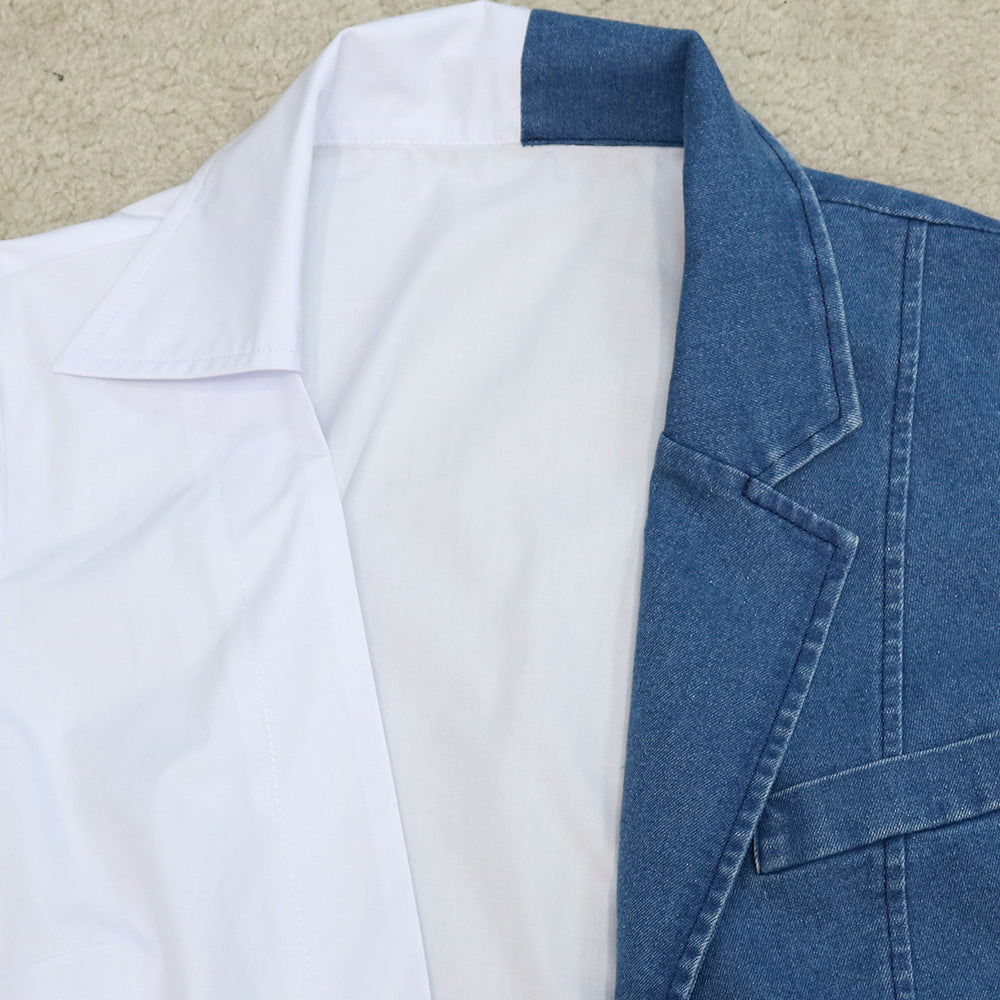 Robe en jeans assemblés manches longues