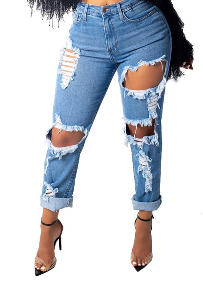 Pantalon Jeans vintage style déchiré