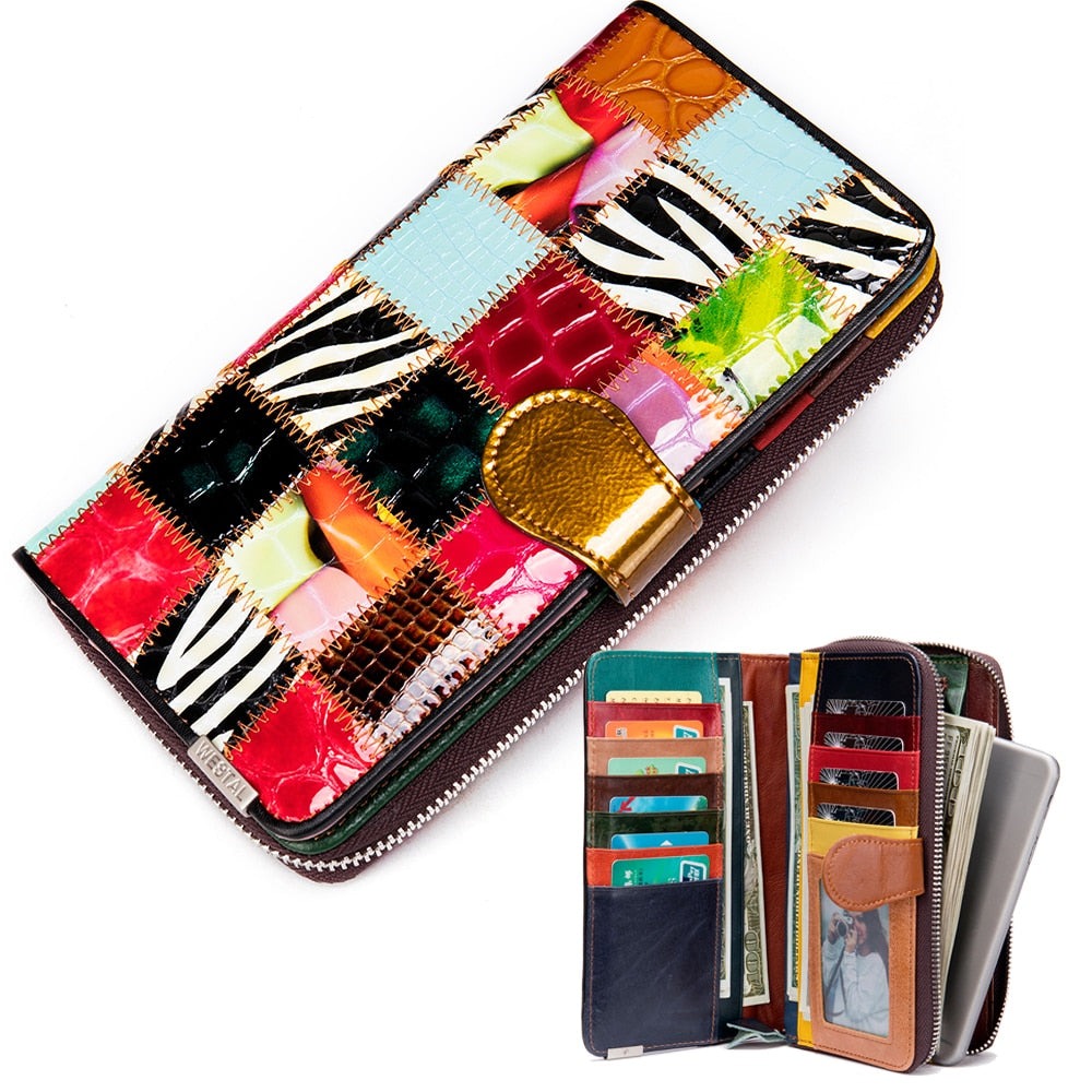 WESTAL – portefeuille Patchwork en cuir véritable