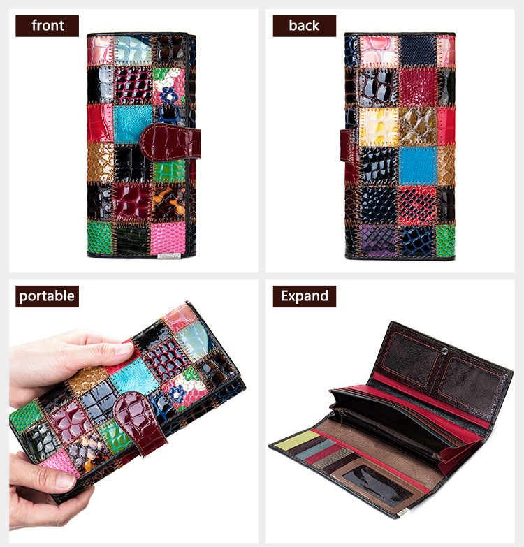 WESTAL – portefeuille Patchwork en cuir véritable