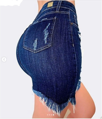 Jupe crayon en jean déchiré boutons taille haute