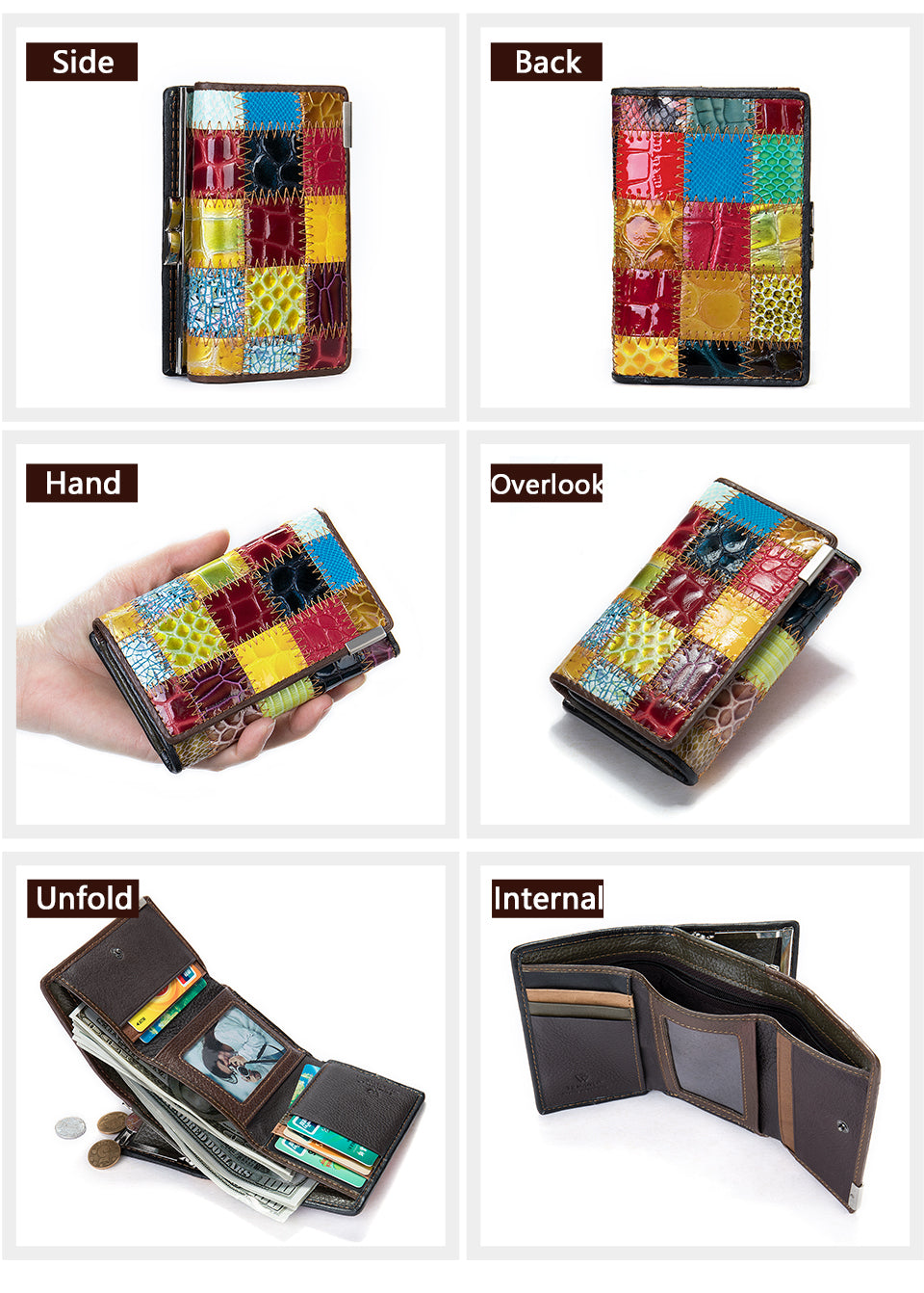 WESTAL – portefeuille Patchwork en cuir véritable